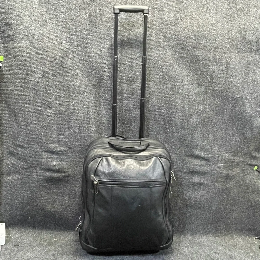 Wilsons Leather Pelle Studio Rolling Laptop Bag Black Briefcase Carry On Luggage